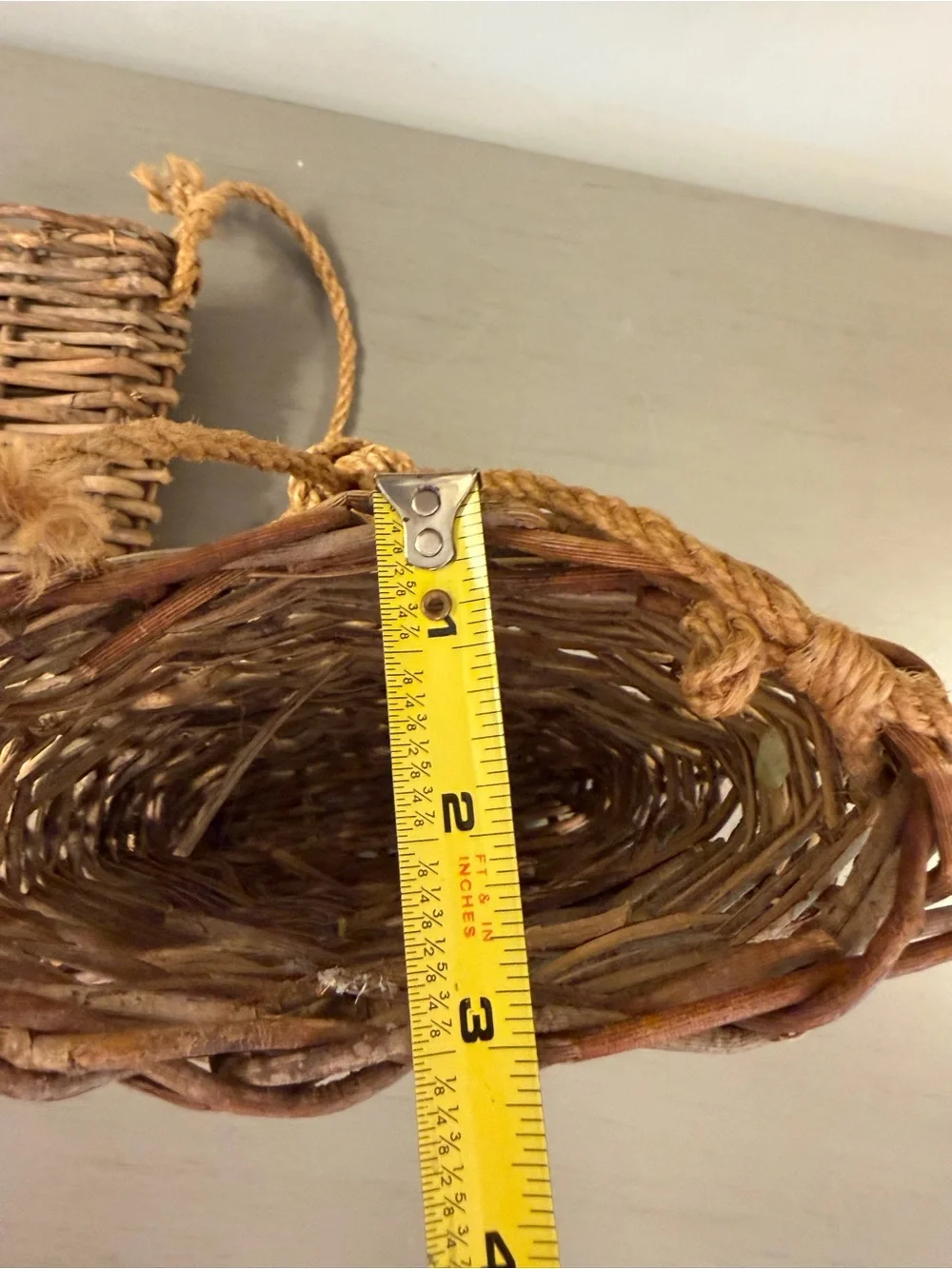 Rustic Twig Wall Pocket Hanging Baskets Set of 2 Woven Wood Rope Farmhouse